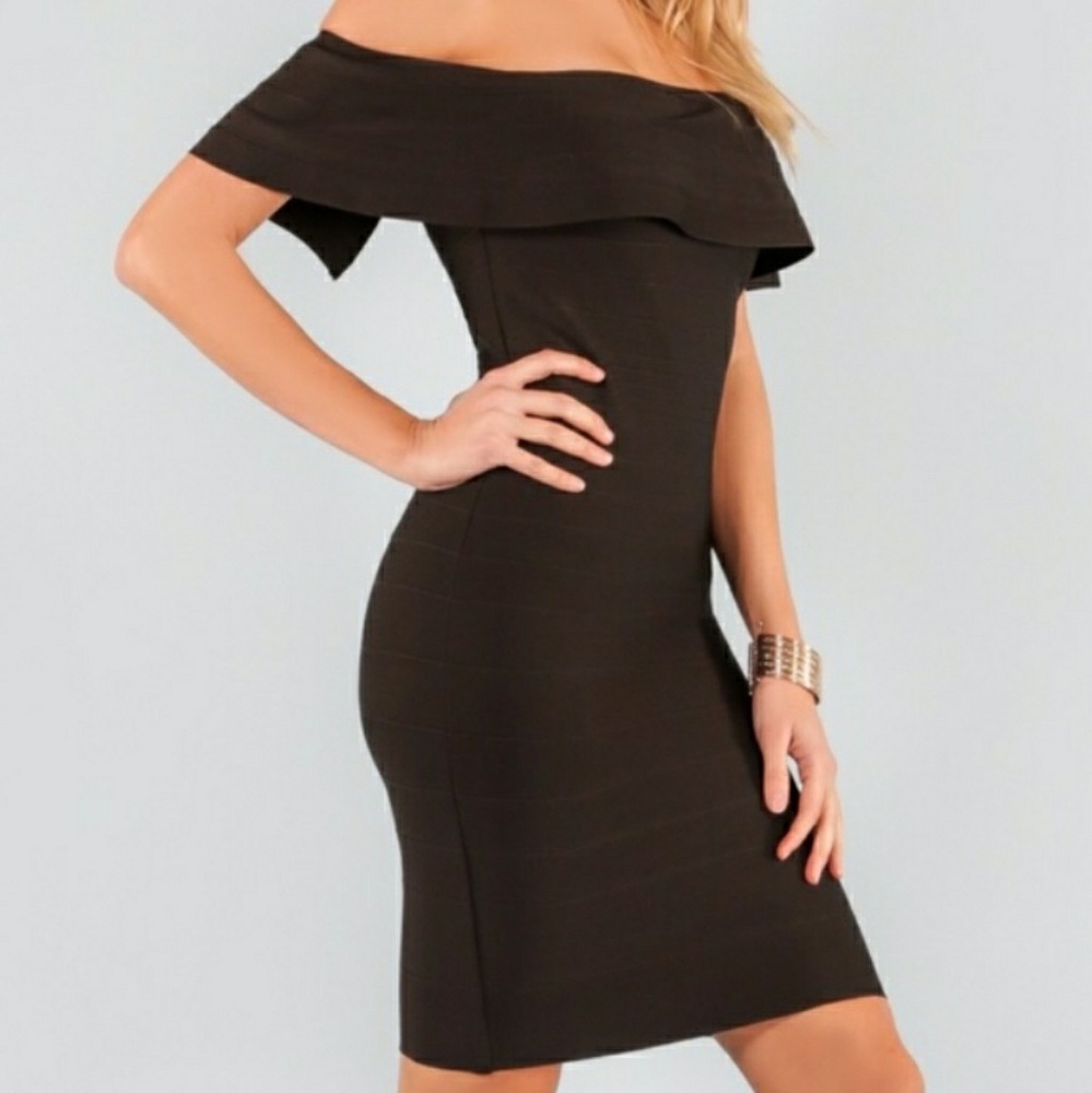 Wow Couture Off Shoulder Bandage Ruffle sexy dress